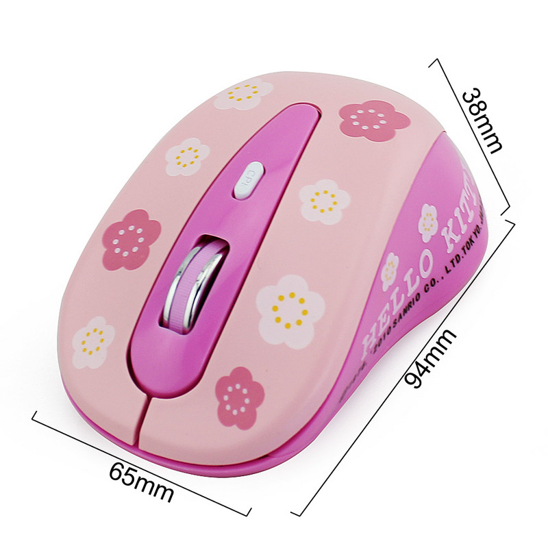 2,4G vezeték nélküli számítógépes egér Ergonomikus, csendes, kreatív Mause Hallo Kitty aranyos egérlány rózsaszín ajándék laptop PC-hez MAC számítógéphez
