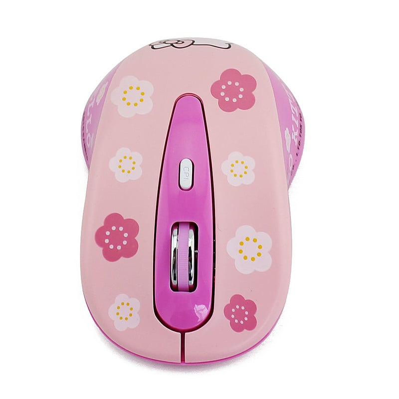 2,4G vezeték nélküli számítógépes egér Ergonomikus, csendes, kreatív Mause Hallo Kitty aranyos egérlány rózsaszín ajándék laptop PC-hez MAC számítógéphez