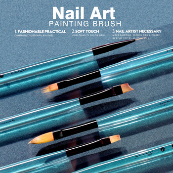 Beautilux Blue Crystal Nail Brush Nails Art Design Liner Акрилни четки за удължаване на френски нокти Консумативи за професионалисти