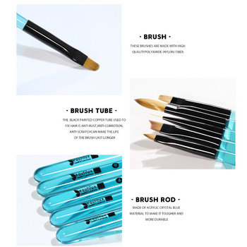 Beautilux Blue Crystal Nail Brush Nails Art Design Liner Acrylic French Nails Extension Gel Brushes Προμήθειες για επαγγελματίες
