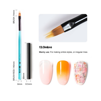 Beautilux Blue Crystal Nail Perie Nails Art Design Liner Acrilic French Extensie unghii Pensule Gel Materiale pentru profesioniști