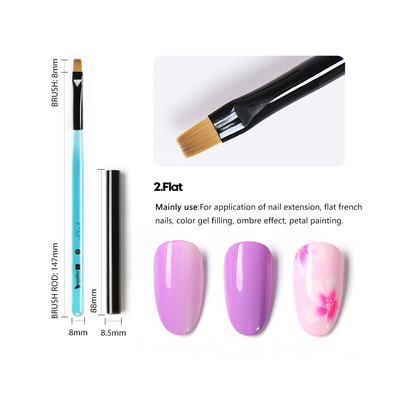Beautilux Blue Crystal Nail Perie Nails Art Design Liner Acrilic French Extensie unghii Pensule Gel Materiale pentru profesioniști