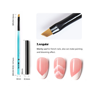 Beautilux Blue Crystal Nail Perie Nails Art Design Liner Acrilic French Extensie unghii Pensule Gel Materiale pentru profesioniști