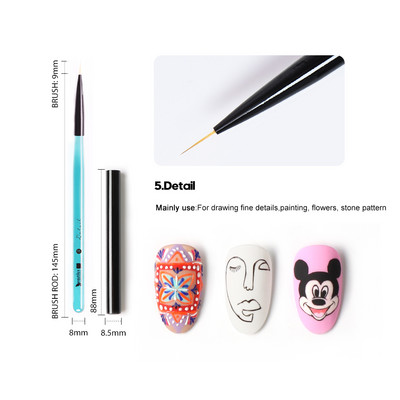 Beautilux Blue Crystal Nail Perie Nails Art Design Liner Acrilic French Extensie unghii Pensule Gel Materiale pentru profesioniști