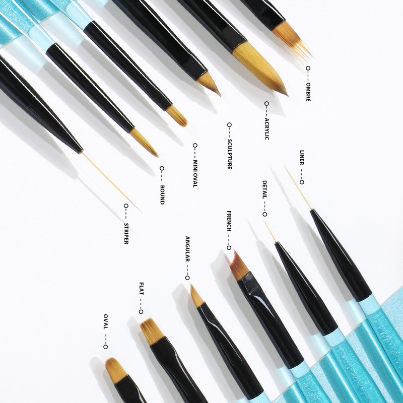 Beautilux Blue Crystal Nail Perie Nails Art Design Liner Acrilic French Extensie unghii Pensule Gel Materiale pentru profesioniști