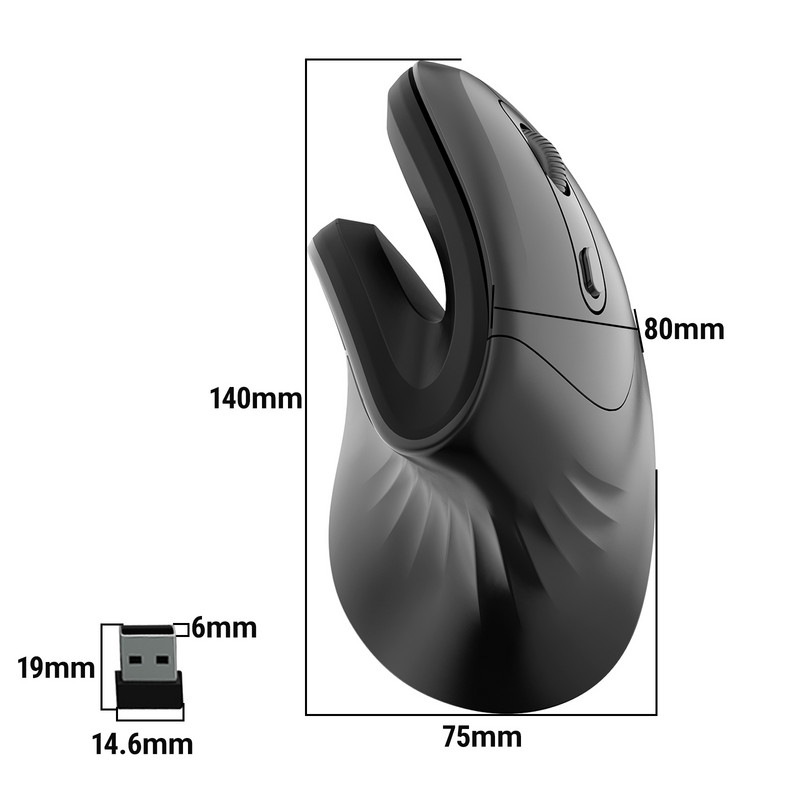 Ergonomski okomiti bežični miš USB optički udobni miševi za igranje punjivi tihi uredski miš za računalo prijenosno računalo