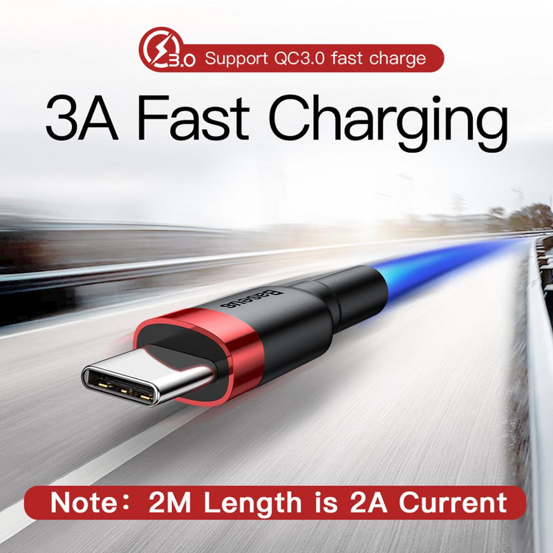 Baseus USB Type C kábel gyorstöltés Samsunghoz Huawei 3A 2A USB C mobiltelefon adatkábel töltés USB Type-C eszközökhöz