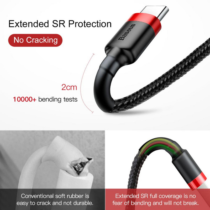 Baseus USB Type C kábel gyorstöltés Samsunghoz Huawei 3A 2A USB C mobiltelefon adatkábel töltés USB Type-C eszközökhöz