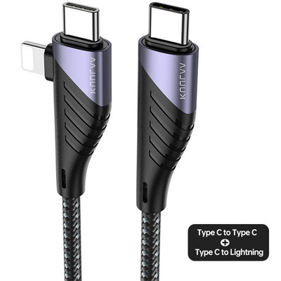 KUULAA USB C σε USB Type C σε καλώδιο Lightning PD 65W 20W Καλώδιο γρήγορης φόρτισης για iPhone 14 13 12 11 Huawei Samsung Cord