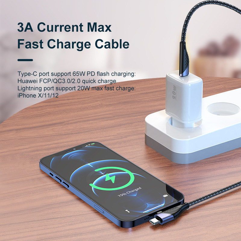 KUULAA USB C σε USB Type C σε καλώδιο Lightning PD 65W 20W Καλώδιο γρήγορης φόρτισης για iPhone 14 13 12 11 Huawei Samsung Cord