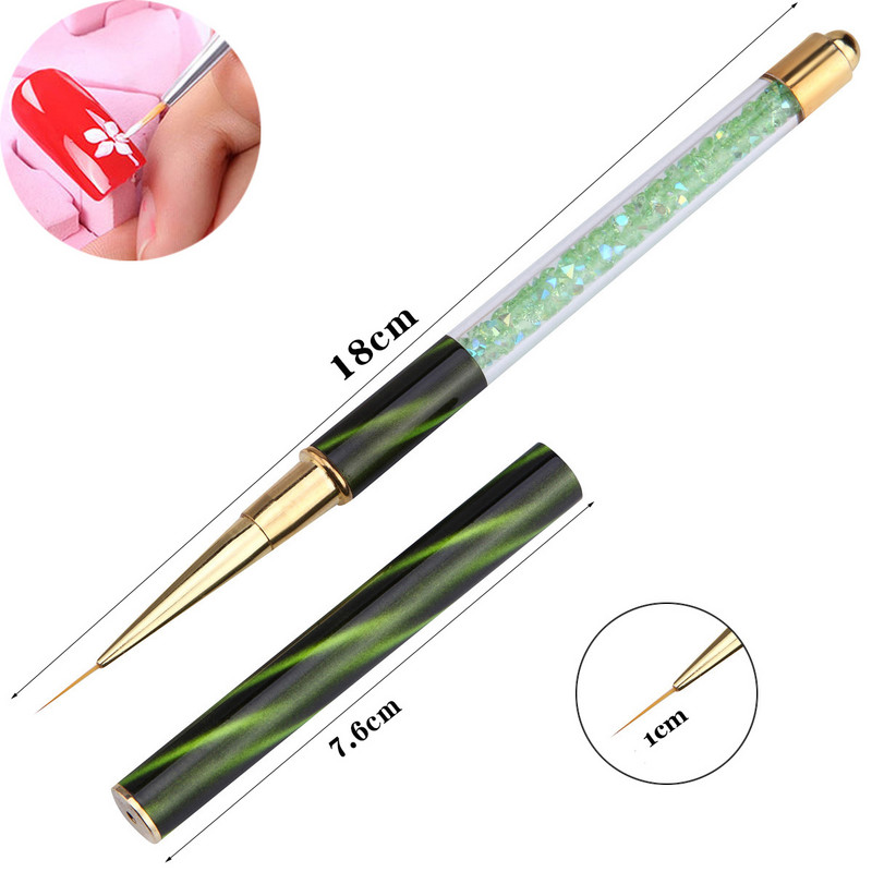 Monja Nail Art strassz fogantyú faragó ecset akril UV gél körmök francia vonalak bélés barkács design rajztoll manikűr eszköz