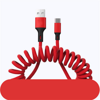 URVNS 5A Καλώδιο γρήγορης φόρτισης USB 1,5 m Καλώδιο δεδομένων ελατηρίου Τύπος C Μικροφορτιστής Για Samsung Xiaomi Huawei iPhone