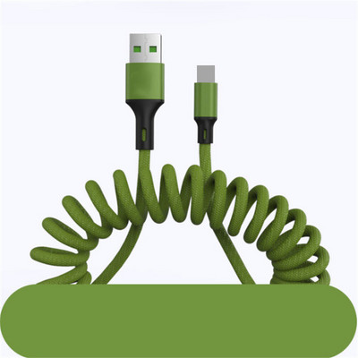 URVNS 5A Καλώδιο γρήγορης φόρτισης USB 1,5 m Καλώδιο δεδομένων ελατηρίου Τύπος C Μικροφορτιστής Για Samsung Xiaomi Huawei iPhone