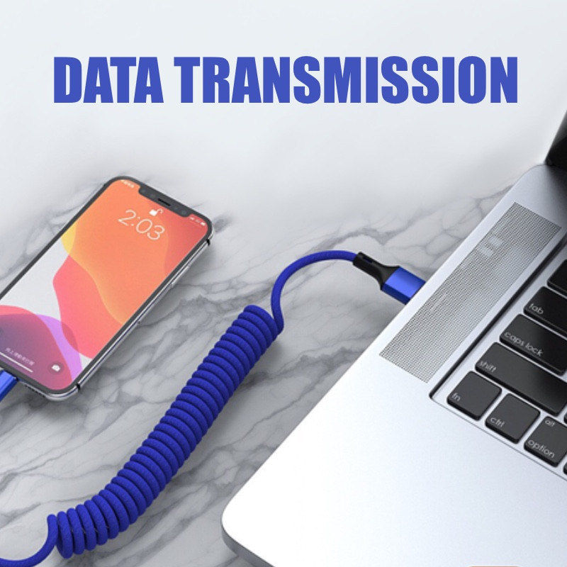 URVNS 5A Καλώδιο γρήγορης φόρτισης USB 1,5 m Καλώδιο δεδομένων ελατηρίου Τύπος C Μικροφορτιστής Για Samsung Xiaomi Huawei iPhone