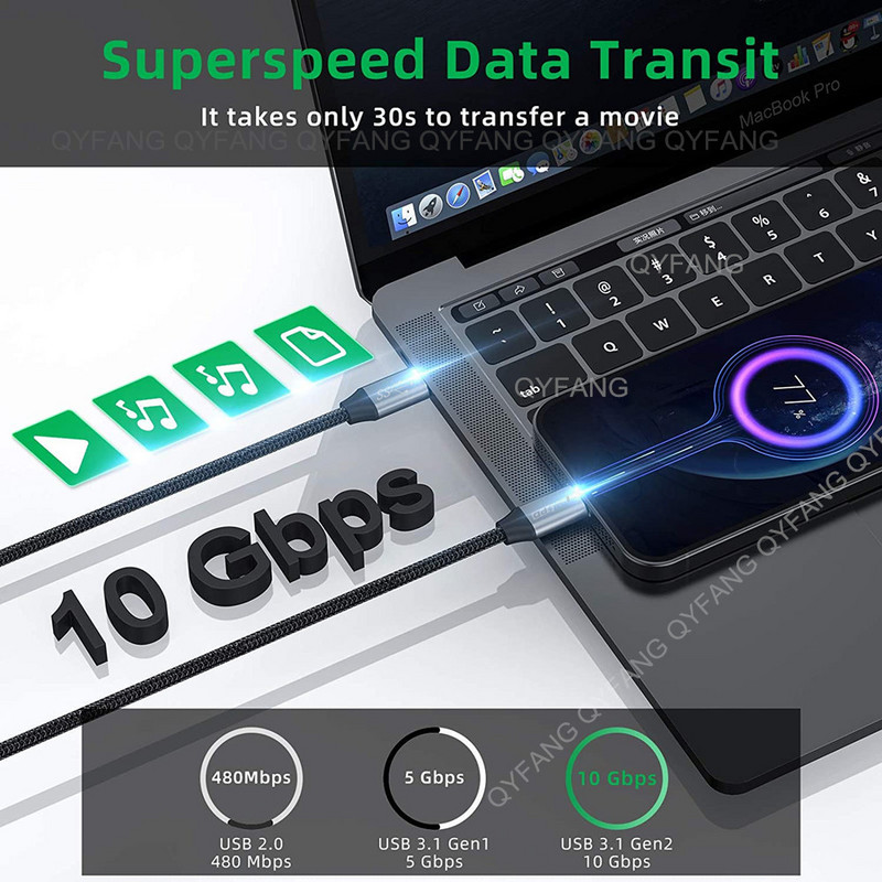 Predlžovací kábel USB C, USB 3.1 10 Gbps, PD100W, samec-samica, predlžovací kábel typu C, Thunderbolt 3 pre Nintendo Switch, MacBook