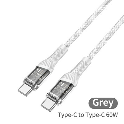 Cablu HOCO Transparent 60W USB C la USB tip C cablu USBC PD pentru încărcare rapidă Cablu USB-C 3A tip C pentru Samsung Xiaomi12 POCO
