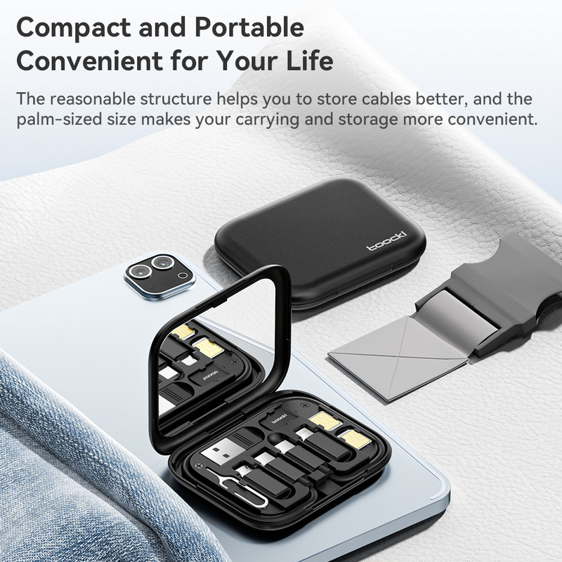 Toocki 4 az 1-ben USB C - USB C kábel PD 60 W gyorstöltő adatkábel iPhone Xiaomi Type C mikrokábel tárolódobozzal