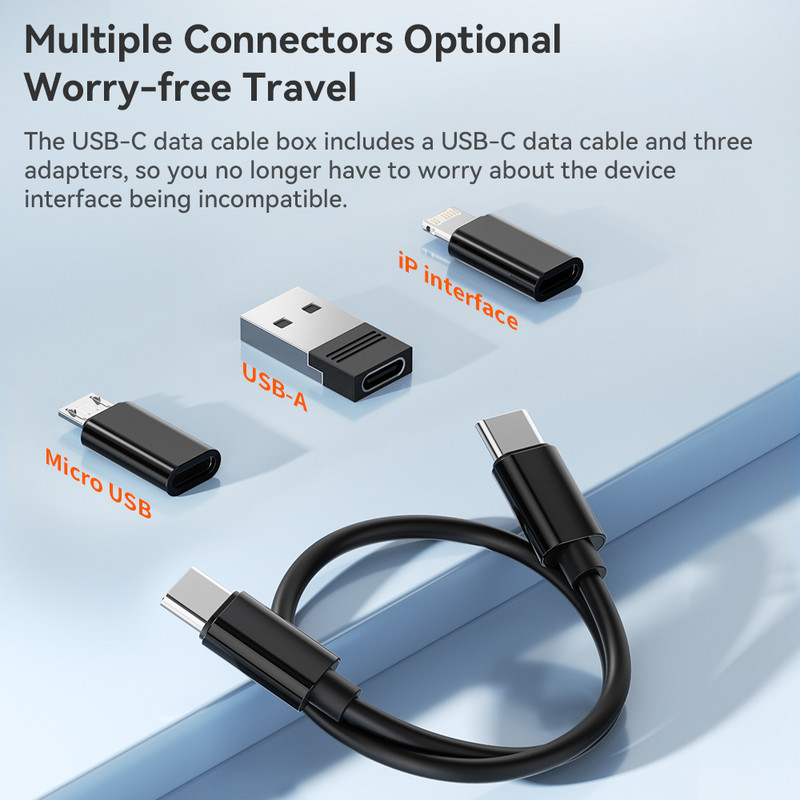 Toocki 4 az 1-ben USB C - USB C kábel PD 60 W gyorstöltő adatkábel iPhone Xiaomi Type C mikrokábel tárolódobozzal
