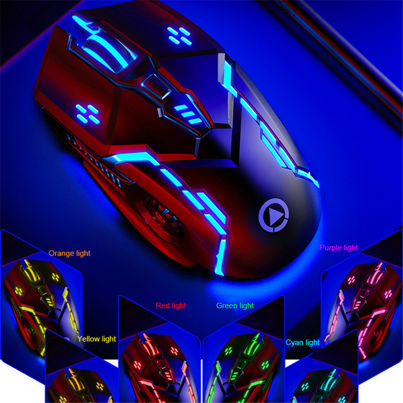 Miš za igranje Žičani miš za isključivanje zvuka Miš za igrače 6 tipki Svjetleći USB računalni miš za računalo PC Laptop Gaming