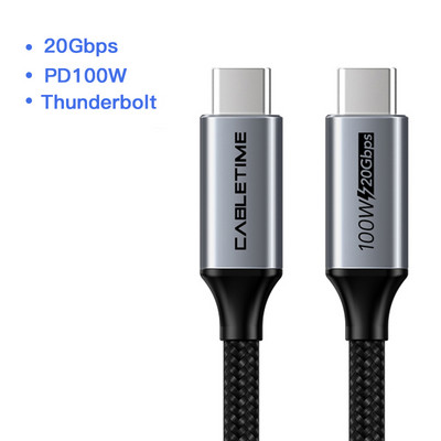 Καλώδιο USB C σε USB C PD 100W Thunderbolt 3 Πιστοποιημένο 40 Gbps Τύπος C έως C USB3.1 Γρήγορο καλώδιο PD για Macbook Pro Quick Charge C024