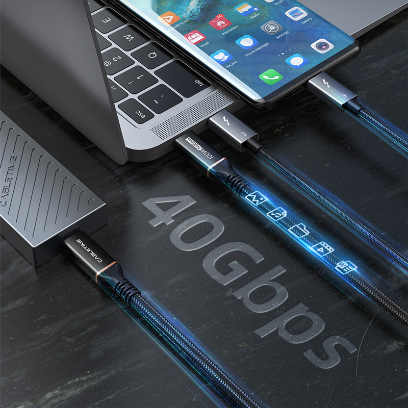 Καλώδιο USB C σε USB C PD 100W Thunderbolt 3 Πιστοποιημένο 40 Gbps Τύπος C έως C USB3.1 Γρήγορο καλώδιο PD για Macbook Pro Quick Charge C024