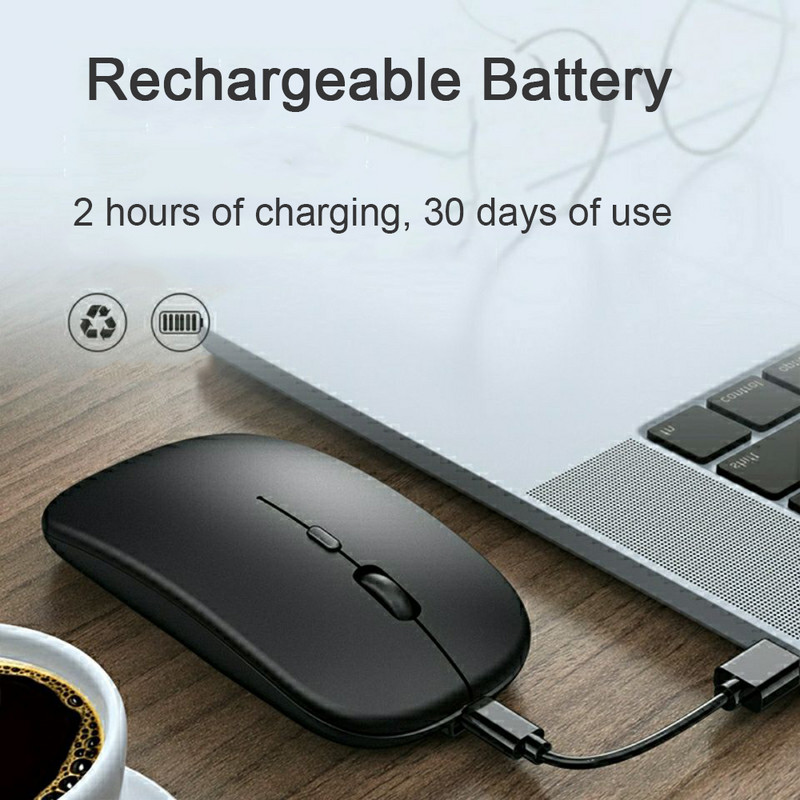 Ασύρματο ποντίκι Bluetooth Επαναφορτιζόμενο ποντίκι 2.4G Super Slim Silent Mause Εργονομικά ποντίκια παιχνιδιού για φορητό υπολογιστή