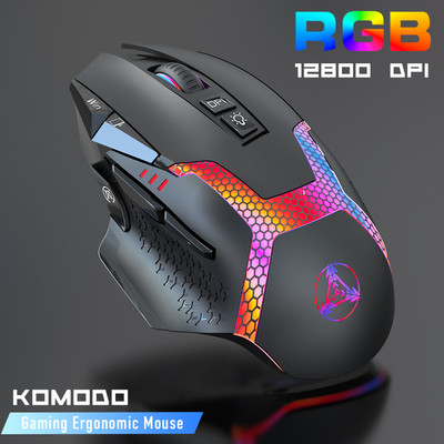 RGB Bluetooth 2.4G безжична широка геймърска мишка 12800 DPI, програмируема за геймърски мишки, лаптоп компютър