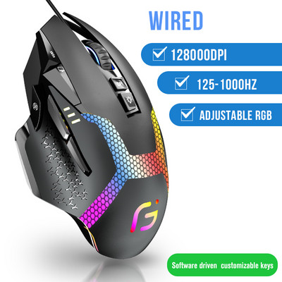 Bezdrôtová širokouhlá herná myš RGB Bluetooth 2.4G s rozlíšením 12800 DPI, programovateľná pre hráčske myši a notebooky