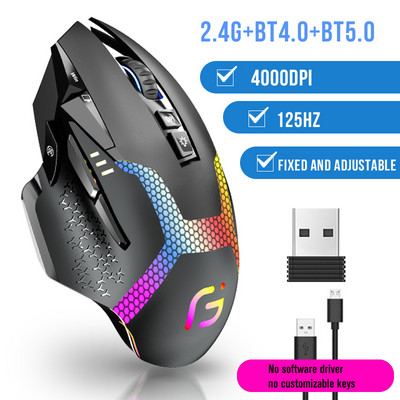 Bezdrôtová širokouhlá herná myš RGB Bluetooth 2.4G s rozlíšením 12800 DPI, programovateľná pre hráčske myši a notebooky