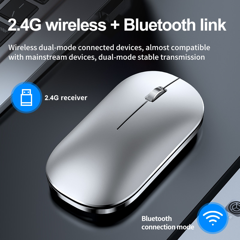 MC 502 2.4G bežični Bluetooth miš, tipka za isključivanje zvuka, bešumno punjenje, bežični miš s USB prijemnikom