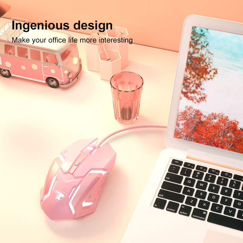 Vezetékes játékegér Silent Mause Ergonomikus 4 gombos háttérvilágítású Mini Magic egér laptop számítógéphez PC-játékos csendes egér Ajándék lányoknak