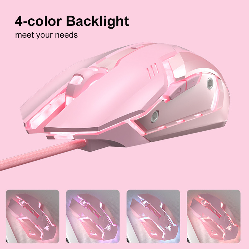 Vezetékes játékegér Silent Mause Ergonomikus 4 gombos háttérvilágítású Mini Magic egér laptop számítógéphez PC-játékos csendes egér Ajándék lányoknak