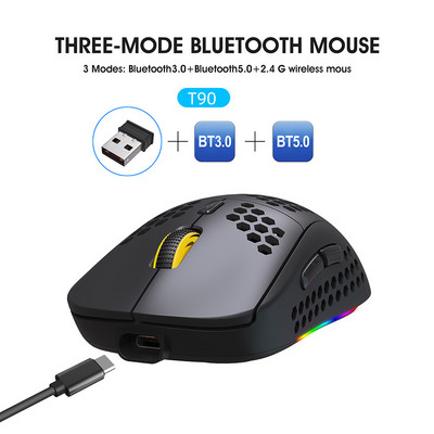 HXSJ New Hole Heat Dispation Light 2,4G vezeték nélküli egér újratölthető 3600DPI állítható RGB világítás notebook PC-hez