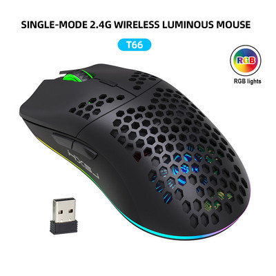 HXSJ New Hole Heat Dispation Light 2,4G vezeték nélküli egér újratölthető 3600DPI állítható RGB világítás notebook PC-hez