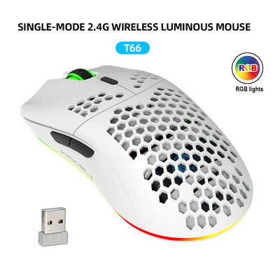 HXSJ New Hole Heat Dispation Light 2,4G vezeték nélküli egér újratölthető 3600DPI állítható RGB világítás notebook PC-hez