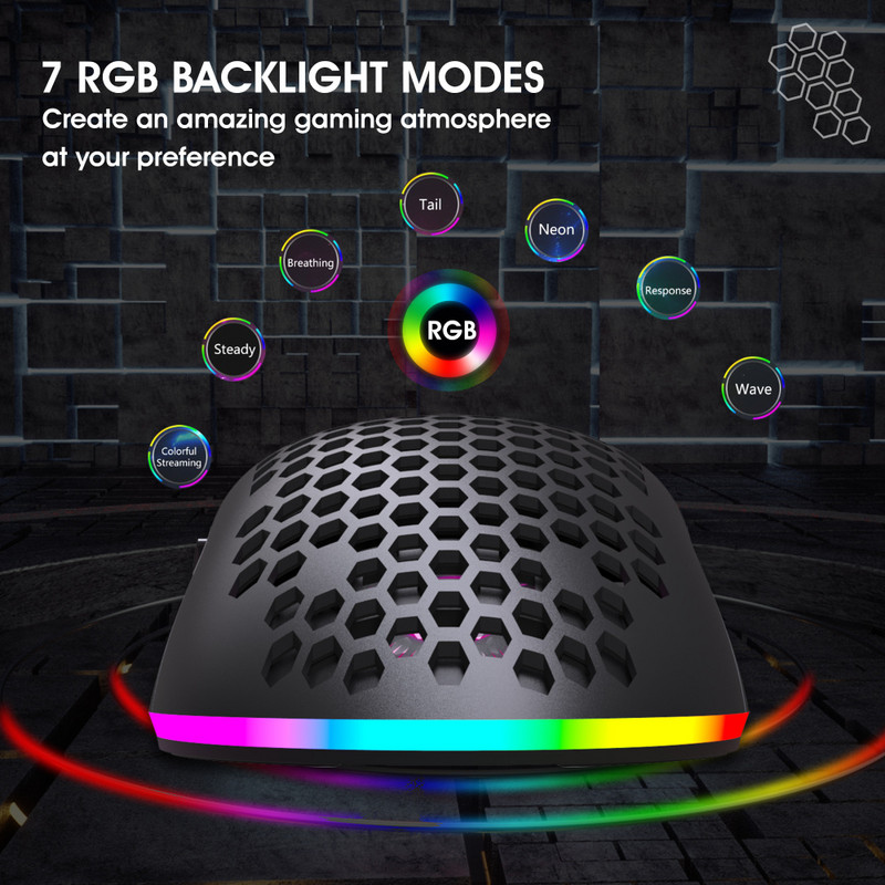 HXSJ New Hole Heat Dispation Light 2,4G vezeték nélküli egér újratölthető 3600DPI állítható RGB világítás notebook PC-hez