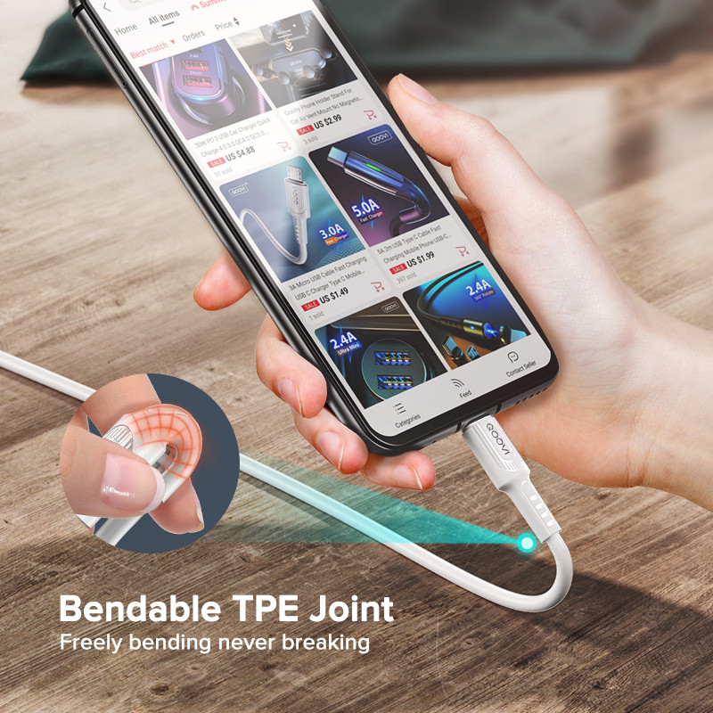 4db 3A Micro USB kábel Gyorstöltés USB C töltő C típusú mobiltelefon Android adatkábel iPhone-hoz Samsung Xiaomi Redmi HUAWEI