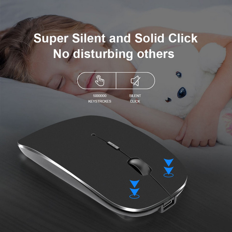 Vékony USB optikai újratölthető vezeték nélküli egér 2.4G vevő szupervékony egér vezeték nélküli számítógép PC laptop asztali számítógép