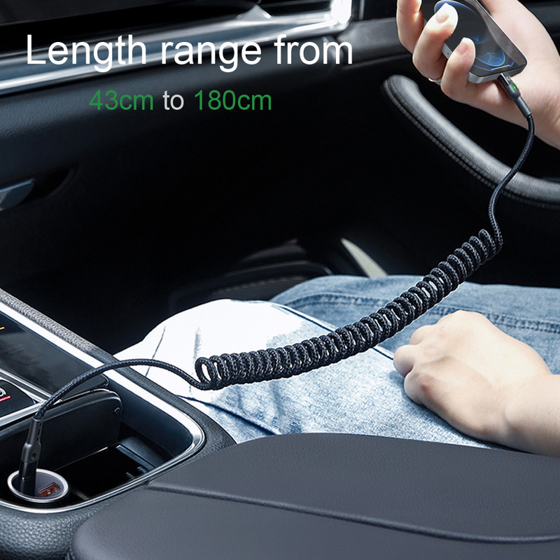 Mcdodo 36W PD Type C iki žaibo automobilio spyruoklinis kabelis skirtas iPhone 14 13 12 11 Pro XS MAX Retractab greito įkrovimo prailginimo duomenų laidas