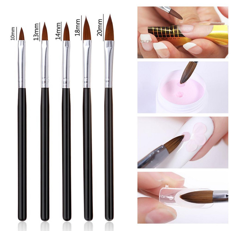 Monja 5db Nail Art akril folyékony por faragás virágformáló építőkefe toll manikűr eszközök
