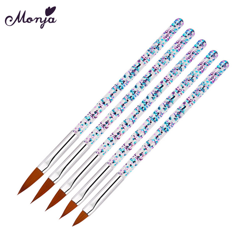 Monja 5db Nail Art akril folyékony por faragás virágformáló építőkefe toll manikűr eszközök