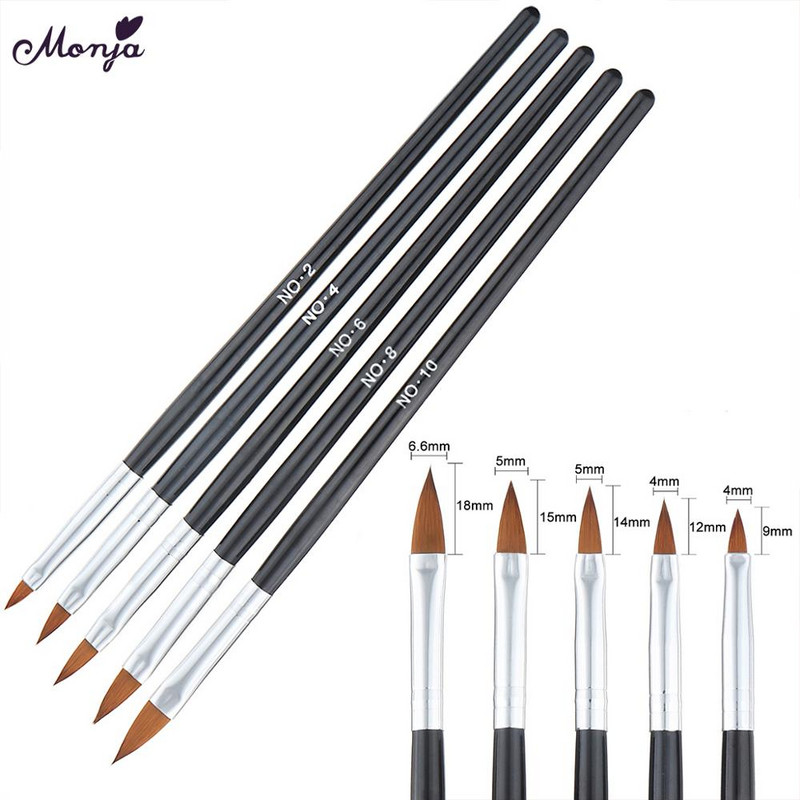Monja 5db Nail Art akril folyékony por faragás virágformáló építőkefe toll manikűr eszközök
