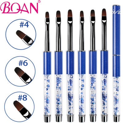 BQAN 1db 4#6#8# köröm ecset UV gél lakk festő ecset kék strassz fogantyú körömrajzoló ecset DIY manikűr tervező eszköz