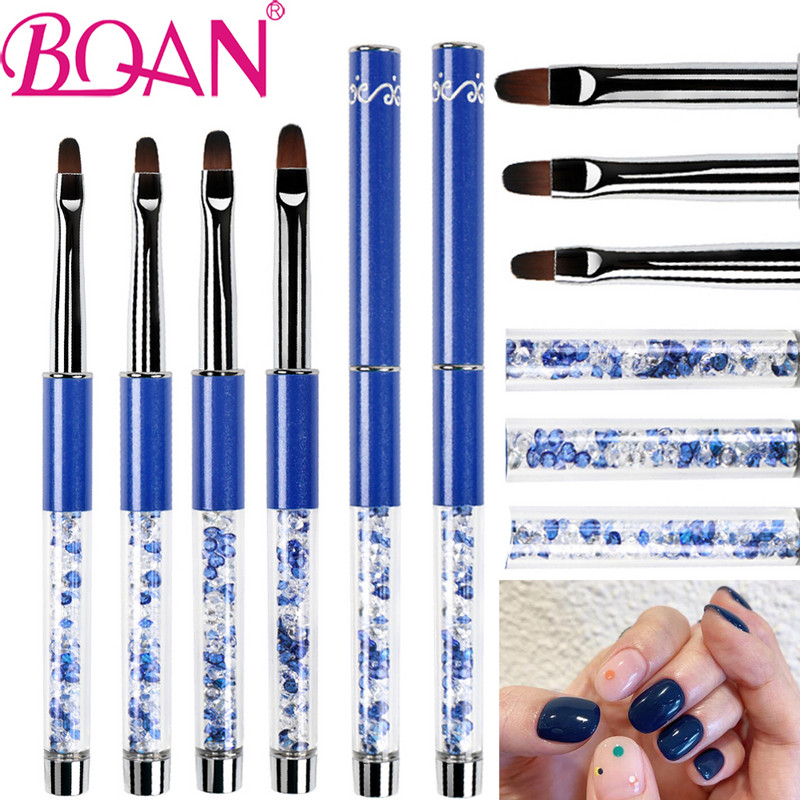 BQAN 1db 4#6#8# köröm ecset UV gél lakk festő ecset kék strassz fogantyú körömrajzoló ecset DIY manikűr tervező eszköz