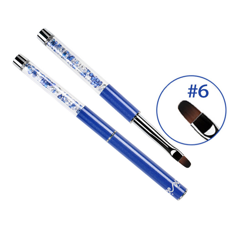 BQAN 1db 4#6#8# köröm ecset UV gél lakk festő ecset kék strassz fogantyú körömrajzoló ecset DIY manikűr tervező eszköz