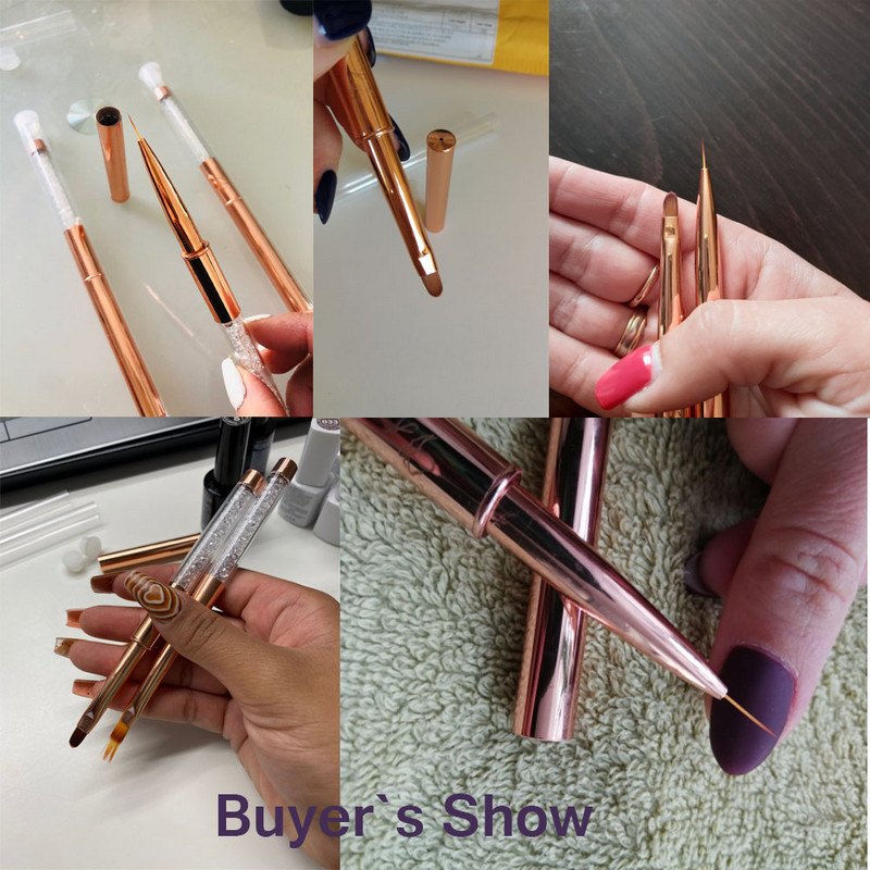 BQAN 1db 4#6#8# köröm ecset UV gél lakk festő ecset kék strassz fogantyú körömrajzoló ecset DIY manikűr tervező eszköz