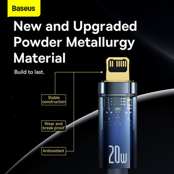 Baseus Auto Smart Power-Off PD 20W USB C Кабел за зарядно устройство за iPhone 13 12 11 XR Бързо зареждане Автоматично изключване на захранването Кабел за кабел
