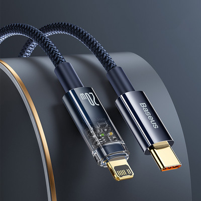 Baseus Auto Smart Power-Off Καλώδιο φορτιστή USB C PD 20W για iPhone 13 12 11 XR Γρήγορη φόρτιση Καλώδιο καλωδίου αυτόματης απενεργοποίησης