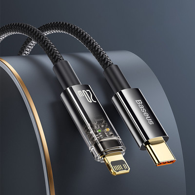 Baseus Auto Smart Power-Off Καλώδιο φορτιστή USB C PD 20W για iPhone 13 12 11 XR Γρήγορη φόρτιση Καλώδιο καλωδίου αυτόματης απενεργοποίησης