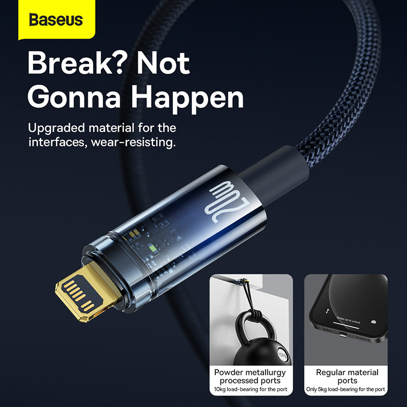 Baseus Auto Smart Power-Off Καλώδιο φορτιστή USB C PD 20W για iPhone 13 12 11 XR Γρήγορη φόρτιση Καλώδιο καλωδίου αυτόματης απενεργοποίησης